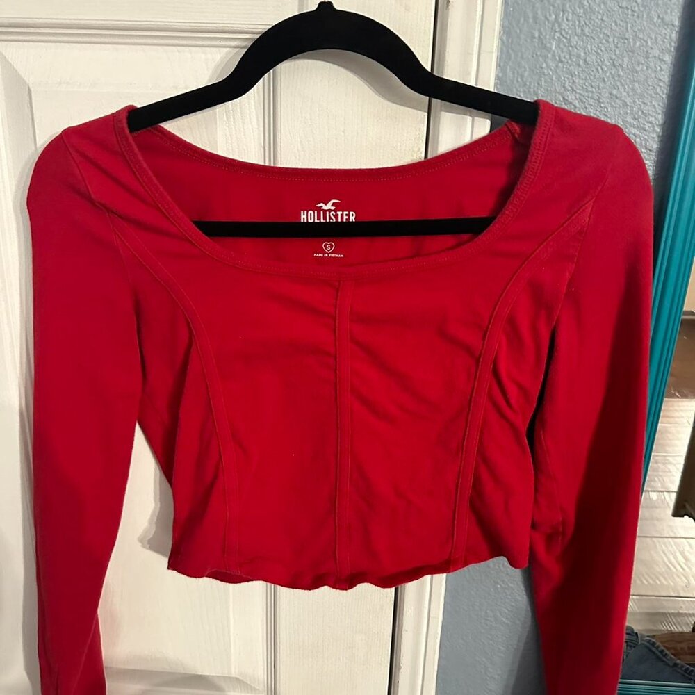 Hollister red long sleeve baby tee
